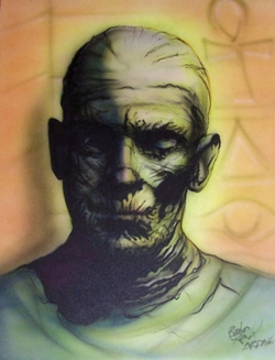 Boris Karloff - The Mummy original airbrush artwork on illustration board