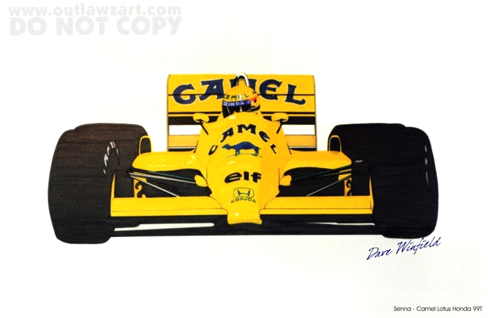 Ayrton Senna - Camel Honda original Ink and Art Marker Illustration