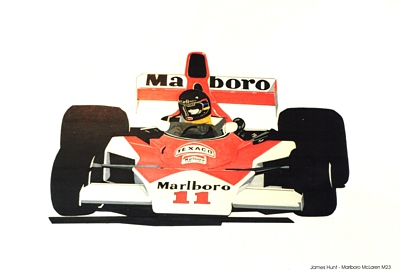 James Hunt - Marlboro McLaren original Ink and Art Marker Illustration