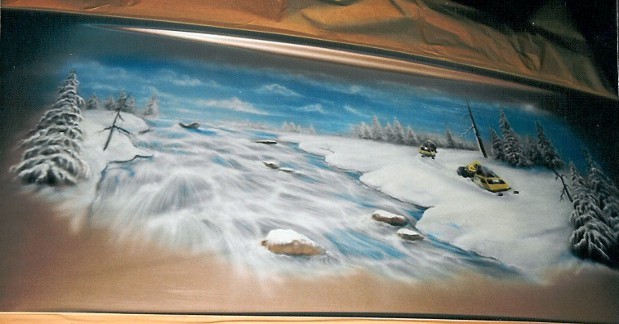 MotorhomeDetail - snow and classic SkiDoo mural