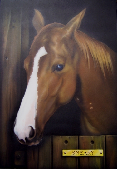 Original Airbrush artwork illustration - Horse/Pet portrait